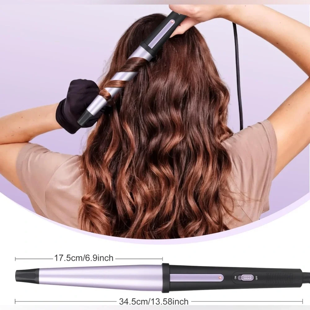 Hair Curling Wand Tapered Curling Iron Professional Ceramic Curler Dual Voltage